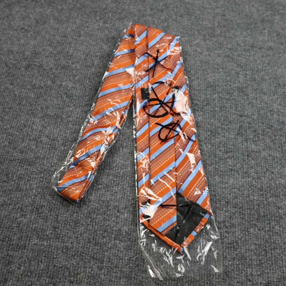 EKH Lerougeonii Tie Mens Orange Blue Striped Designed‎ In Italy Necktie
